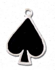 Solid Sterling Silver Black Spade Charm