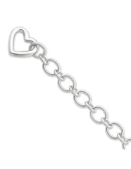 Sterling Silver Oval Link With Heart Clasp Bracelet QG1577-7.5"