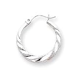 Sardelli - 14k White Gold Swirl with Bead Design Hoop Earrings