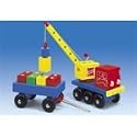 Heros 23812 - Holz-Magnetkran mit Anhänger, 31cm