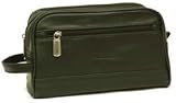Kenneth Cole REACTION Men's Leather Zip Top Travel Kit,Black,One Size