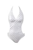 Womens Marina West White and Silver Monokini Bikini Swimsuit