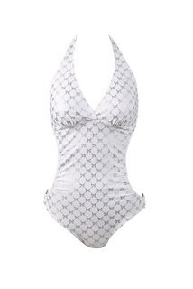 Womens Marina West White and Silver Monokini Bikini Swimsuit