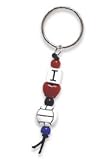 I Love Volleyball Beaded Key Chain