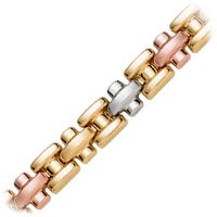 14kt. Gold, 7 Tri Color Panther Bracelet by Fred Meyer Jewelers