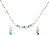 Blue Topaz / Diamond Necklace and Earring Set