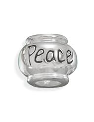 PEACE Story Bead Slide-on Charm Sterling Silver Message