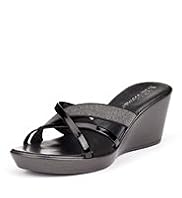 Open Toe Elasticated Panel Wedge Sandals