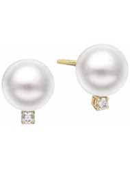14k Gold Cultured Pearl Diamond Earrings (3.10 cts.tw.)