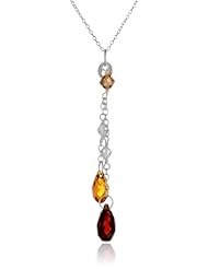 Sterling Silver Multi Colored Swarovski Crystallized Elements "Y" Necklace, 18"