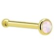 Solid 14KT Yellow Gold 2mm Light Pink Synthetic Opal Nose Bone - 20 Gauge