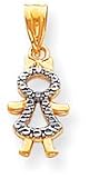 Girl With Bow Charm, Yellow Gold/Rhodium