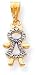 Girl With Bow Charm, Yellow Gold/Rhodium