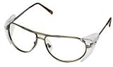 Glass Safety Glasses in Stylish Aviator-shape Metal Frame with Removable Side Shields - 62-14-135mm Eye Size - Pink Lens