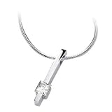 14k White-gold 3/8 CT TW 4.00MM Square Brillant Moissanite Pendant-necklace W /Round 18 inch Snake Chain
