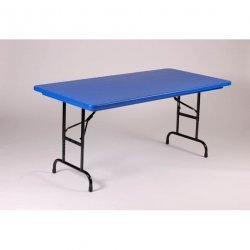30 X 60 Folding Table - Adjustable Height - Blue (Blue with Black Frame) (32