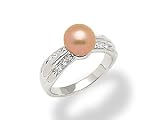 Freshwater Pearl Ring with Diamond in 14K White Gold