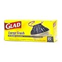 Glad Outdoor Trash Bags with Drawstring, 30 Gallon 15 bags