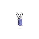14K White Gold Emerald-cut Genuine Tanzanite Pendant