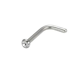 Surgical Steel L-Bend Nose Screw with Clear Bezel Set Cz Gem