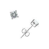 Rhodium Plated Sterling Silver 5mm December Birthstone Genuine Blue Topaz Stud Earrings