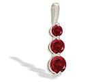 14K White Gold Genuine Round Ruby 3-Stone Pendant