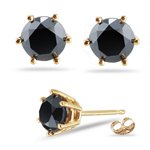 1.50 Cts Black Diamond Stud Earrings in 18K Yellow Gold