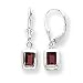 Sterling Silver 7x5mm Emerald-Cut Garnet Leverback Earrings