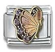 Clearly Charming June Pink Alexandrite Gold Czech Crystal Butterfly Birthstone Butterfly Italian Charm Bracelet Link