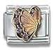 Clearly Charming June Pink Alexandrite Gold Czech Crystal Butterfly Birthstone Butterfly Italian Charm Bracelet Link