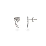 Eve's Addiction CZ Sterling Silver Palm Tree Stud Earrings