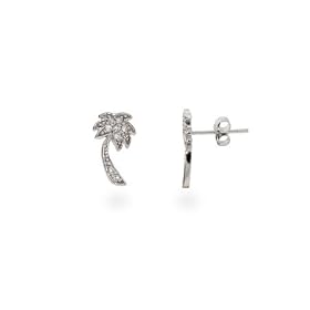 Designer Inspired CZ Sterling Silver Palm Tree Stud Earrings by 