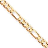 10k Light Figaro Chain Necklace - 18 Inch - 6mm - Lobster Claw - JewelryWeb