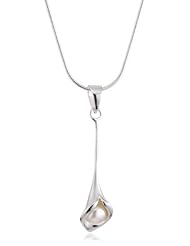 VINANI brand Germany 925 Sterling Silver Women Pendant Tulip matte/shiny with Pearl & Snake Chain Necklace ATP-S