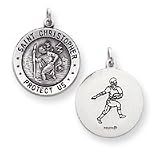 Sterling Silver St. Christopher Medal, Football