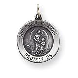 Jewelry : Sterling Silver Guardian Angel Medal w/18' Silver Box Chain Necklace Included