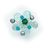 Sterling Silver Blue, Teal & Green Crystal/Freshwater Cultured Pearl Pin inch