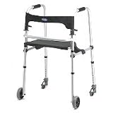 Invacare Junior-Adult Walker 5 Inch Fixed Front Wheels Folding Seat 300lb Load - Invacare 6300JRA