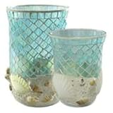 SONOMA life style Mosaic Hurricane Candleholders and Mosaic Pillar Candle Plate (Set of 3)