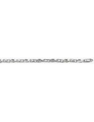 4mm 14k Fancy White Gold Link Bracelet 8"