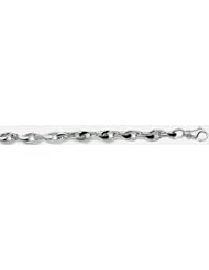 7mm 14k Fancy White Gold Link Bracelet 8"