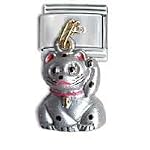 dangling silver cat charm