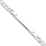 Sterling Silver 8inch Polished Engraveable Curb Link ID Bracelet