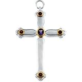 14K Yellow Gold Amethyst & Mozambique Garnet Pectoral Cross