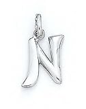14k White Initial N Pendant 11/16 Inch Long