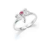 Sterling Silver Pink CZ Dragonfly Toe Ring