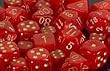 Chessex Dice: Polyhedral 7-Die Velvet Dice Set - Red w/gold - OUT OF PRINT