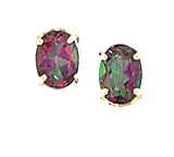 10k Gold & Mystic Fire Topaz Oval Post Earrings (2.20ctw)
