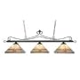 Tiffany Mission Lamps, Prairie Three-Light Pool Table Island Lamp by Landmark Lighting