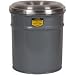 Justrite 26415 Cease-Fire Steel Waste Receptacle Drum with Red Steel Head, 15 Gallon Capacity, 14-1/2" OD x 25-3/4" Height, Gray